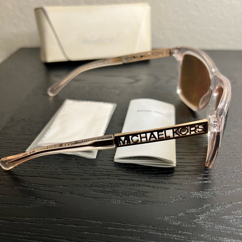 Michael Kors Rose Gold Frame Sunglasses with Pink-Tinted Lenses